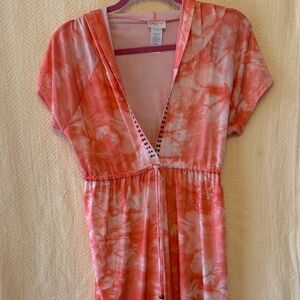 Dotti Coral Tie-Dye V-Neck Dress